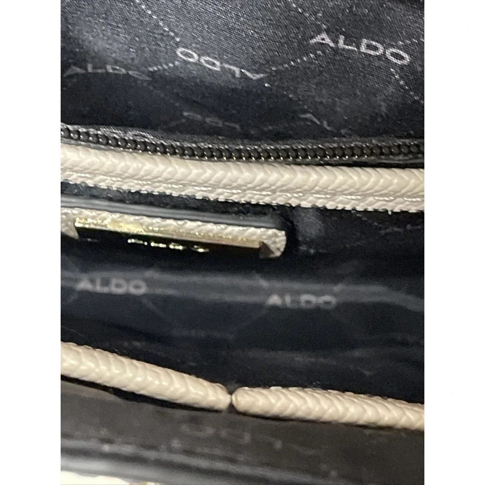 ALDO Crossbody Purse Bag Blue Cream Red Gold Accents Zipper Pocket Buckle July 4 - Picture 12 of 16